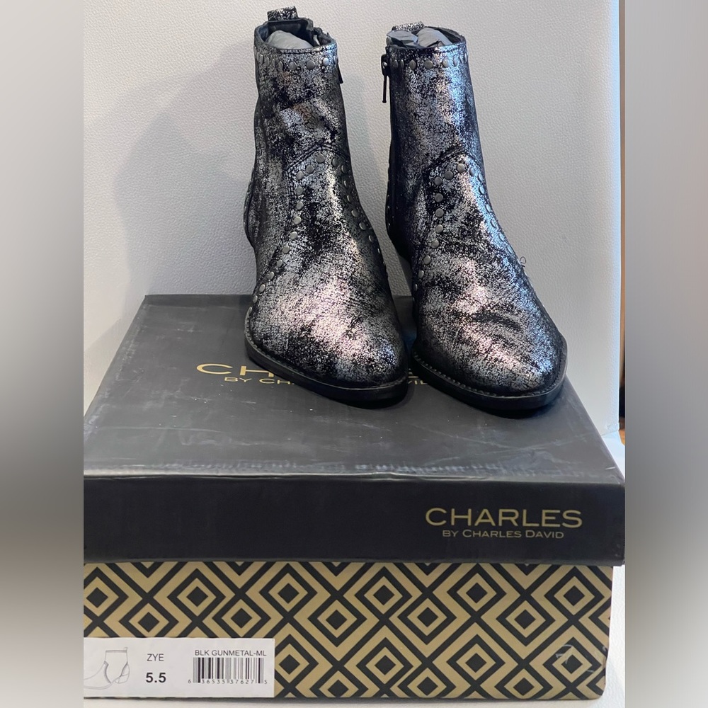 NEW IN BOX, Charles by Charles David Gunmetal booties!